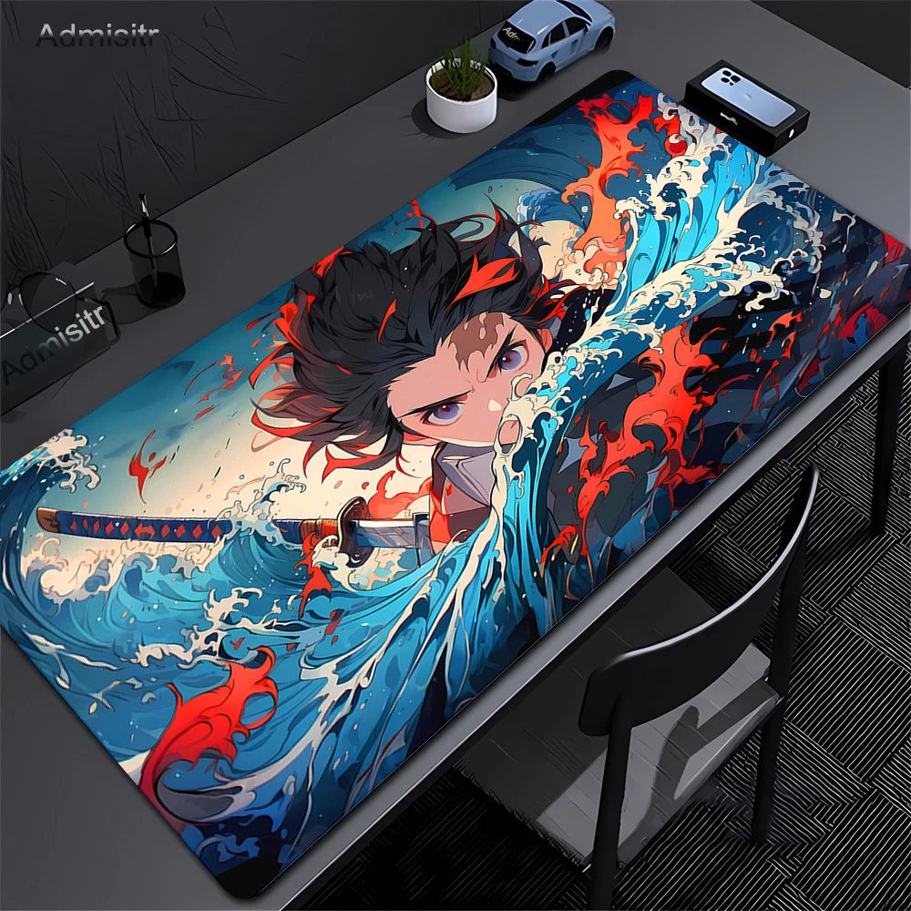 Anime Demon Slayer Gaming Mouse Pad Rubber Mat Deskmat Keyboard Pads Cartoon Cute Mousepad Kawaii Pc Accessories Mouse Mats Xxl