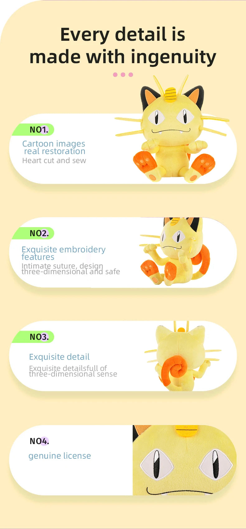 Pokemon Kawaii Meowth Stuffed Toys Cartoon&Cute Cat Kitty Plush Dolls Throw Pillow Birthday Gift  For Kids Friends Boys