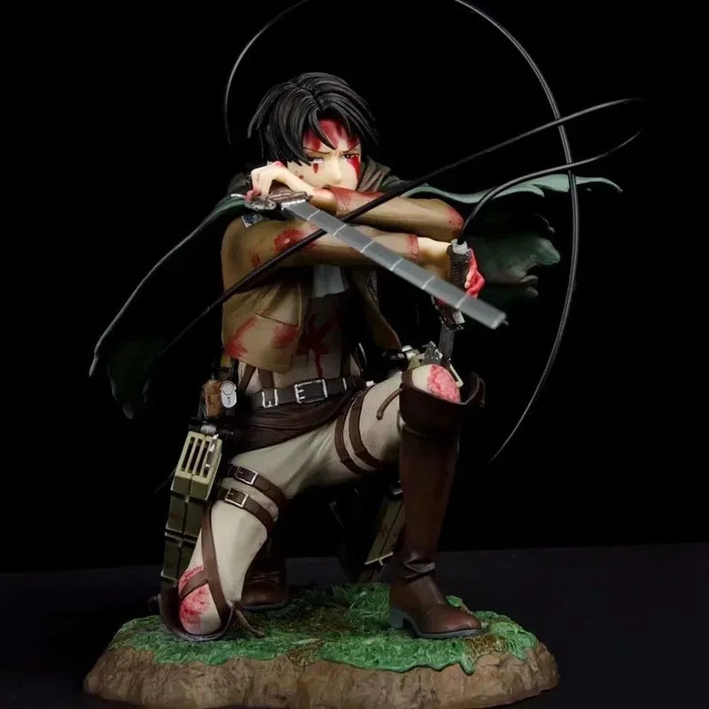 18cm Anime Attack On Titan Battle Damage Version Battle Form Soldier Levi Ackerman Character Model Hand-Made Ornaments Toy Gift