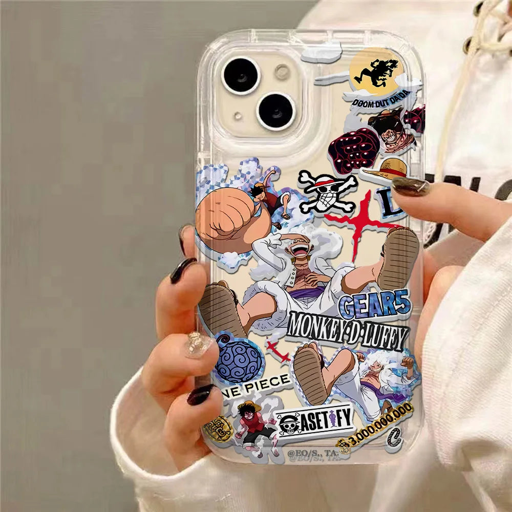 Anime O-One P-Pieces Clear Case for IPhone 16 15 14 13 12 11 Pro Max 14 15 7 8 Plus X XR XS Max SE2020 Airbag Shockproof Cover