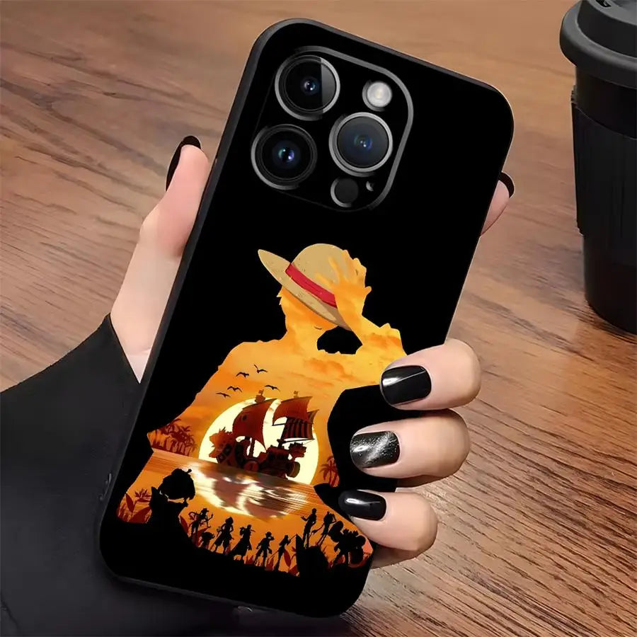 One Piece Zoro Luffy Portgas D Ace Black Soft Phone Cover Case for iPhone 15 16 14 Plus 13 12 11 17 Pro Max XR XS 17Air 7 8