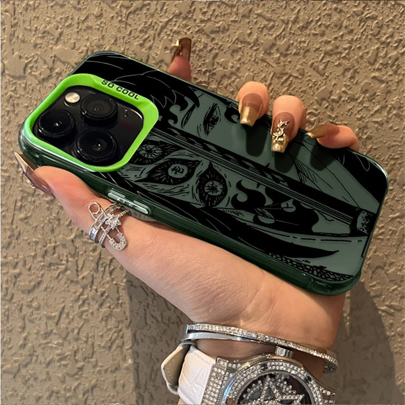 Hot Anime Demons Slayers Matte Case for iPhone 15 16 14 13 12 11 Pro Max XS X XR 8 7 Plus SE 2020 Shockproof Plating PC Funda
