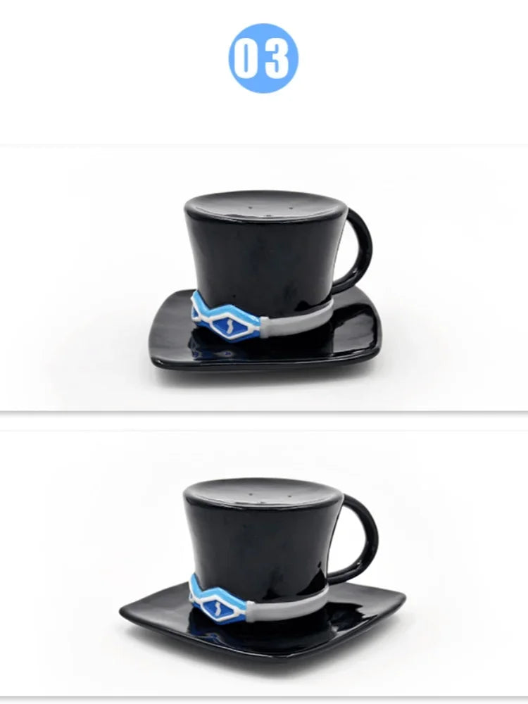 Anime Design Coffee Cup Luffy Eiss Sabo Creative Three Brothers Hat Shaped Ceramics Coffee Cup and Saucer Child's Birthday Gift