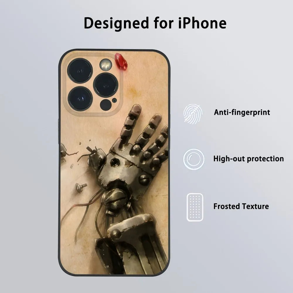 F-Fullmetal A-Alchemist Anime Phone Case For iPhone 15 14 13 12 11 Pro Xs Max Mini XR X 7 8 Plus Black Frosted Soft Shell Funda
