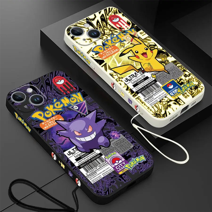 Pokemons Gengars Phone Case for iPhone 11 12 13 14 15 16 Pro Max XR XS 7 8 SE 15 Plus 13 Mini Cover
