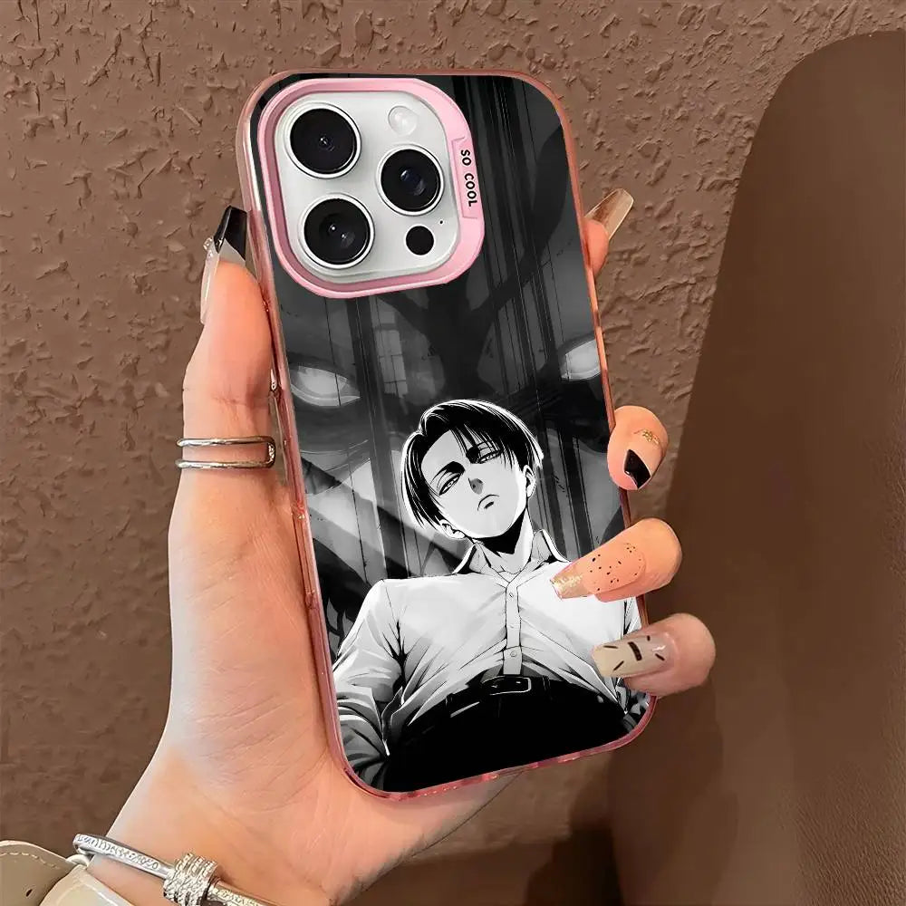 Luxury Hot Anime Attack On Titan Phone Case For IPhone 17 Air 16 15 14 13 12 11 Pro Max Plus Color Shockproof Back Silver Cove