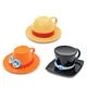 Anime Design Coffee Cup Luffy Eiss Sabo Creative Three Brothers Hat Shaped Ceramics Coffee Cup and Saucer Child's Birthday Gift