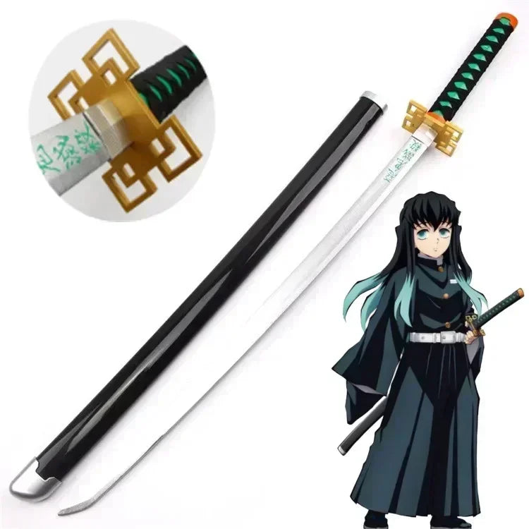 104cm Demon Slayer Kokushibo Katana Kimetsu No Yaiba Blade Sword Anime Cosplay Prop Real Size Japanese Katana Samurai Sabre Toy