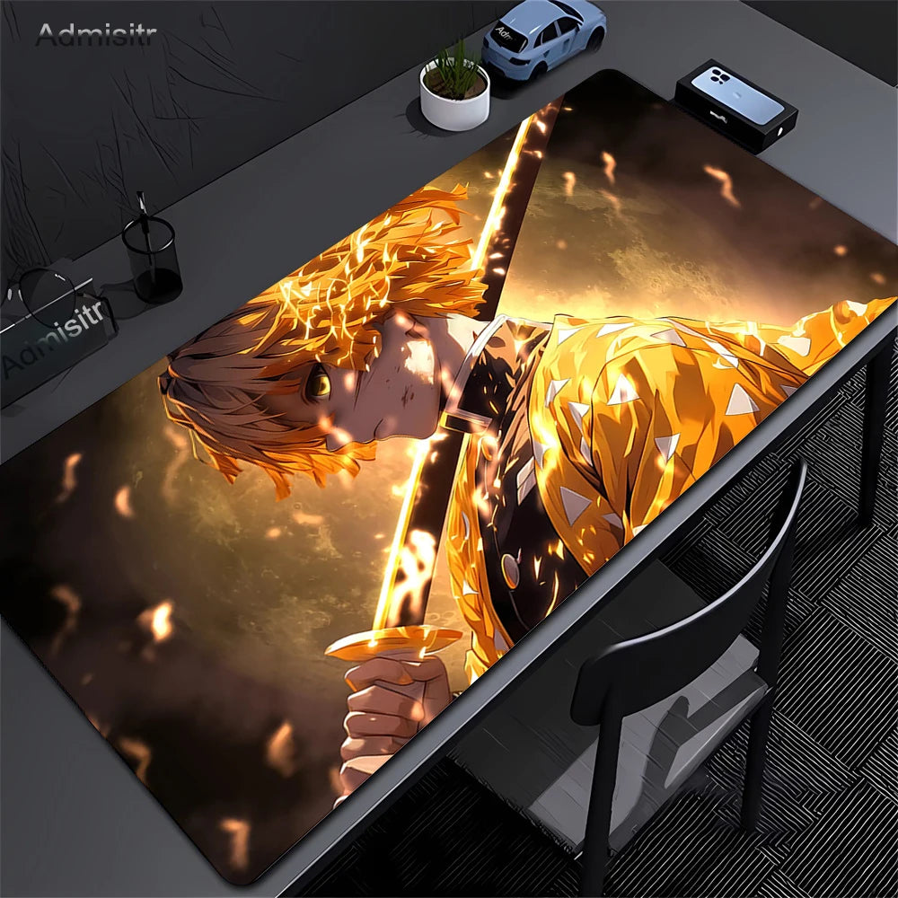 Large Mouse Pad Demon Slayer Nezuko Cute Anime Mousepads Kawaii Table Mats Office Accessories Deskmat Rubbe Lockedge Mouse Mat