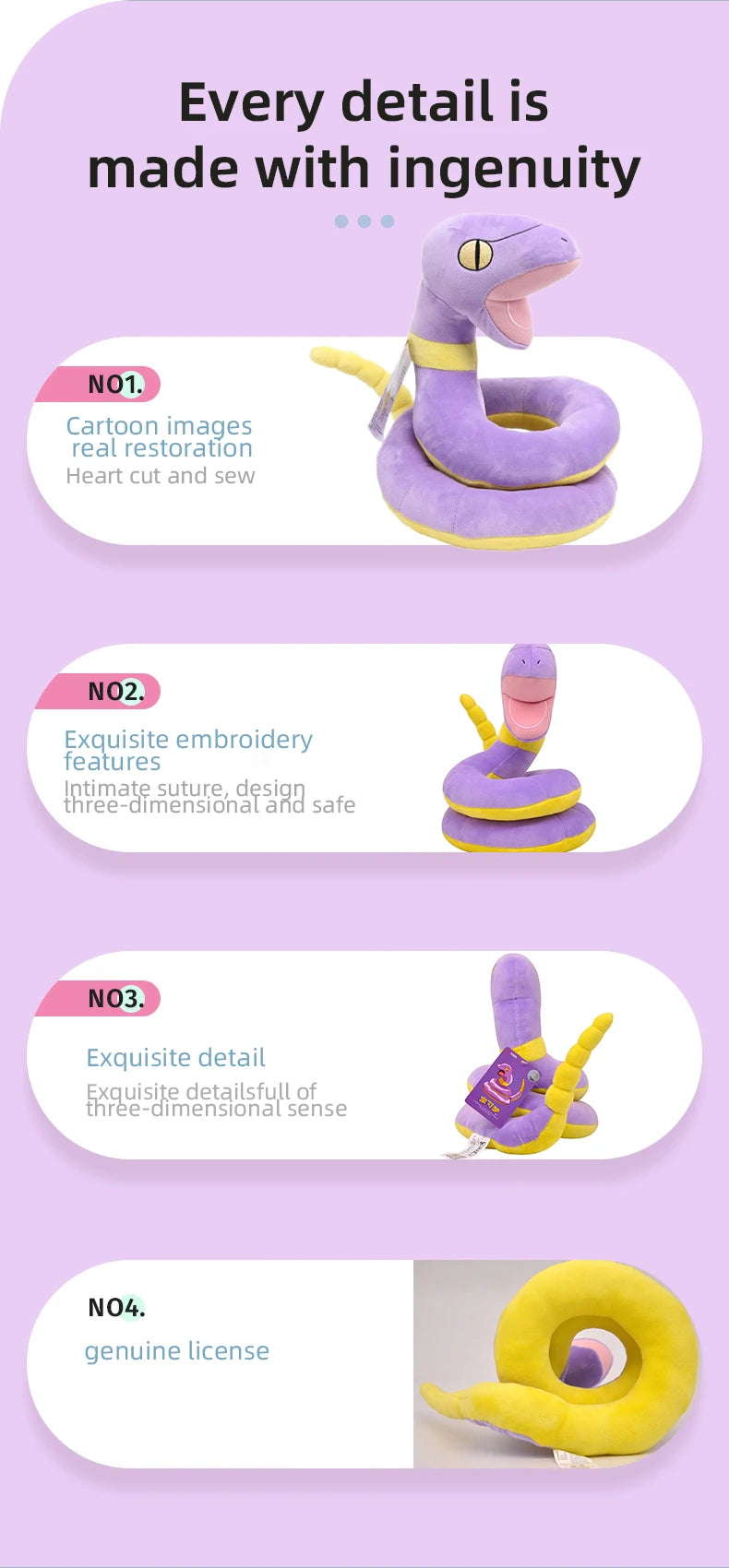 Pokemon Ekans Plush Toy Cartoon & Cute Children's Toy Anime Stuffed Doll Halloween Decorations Birthday Present