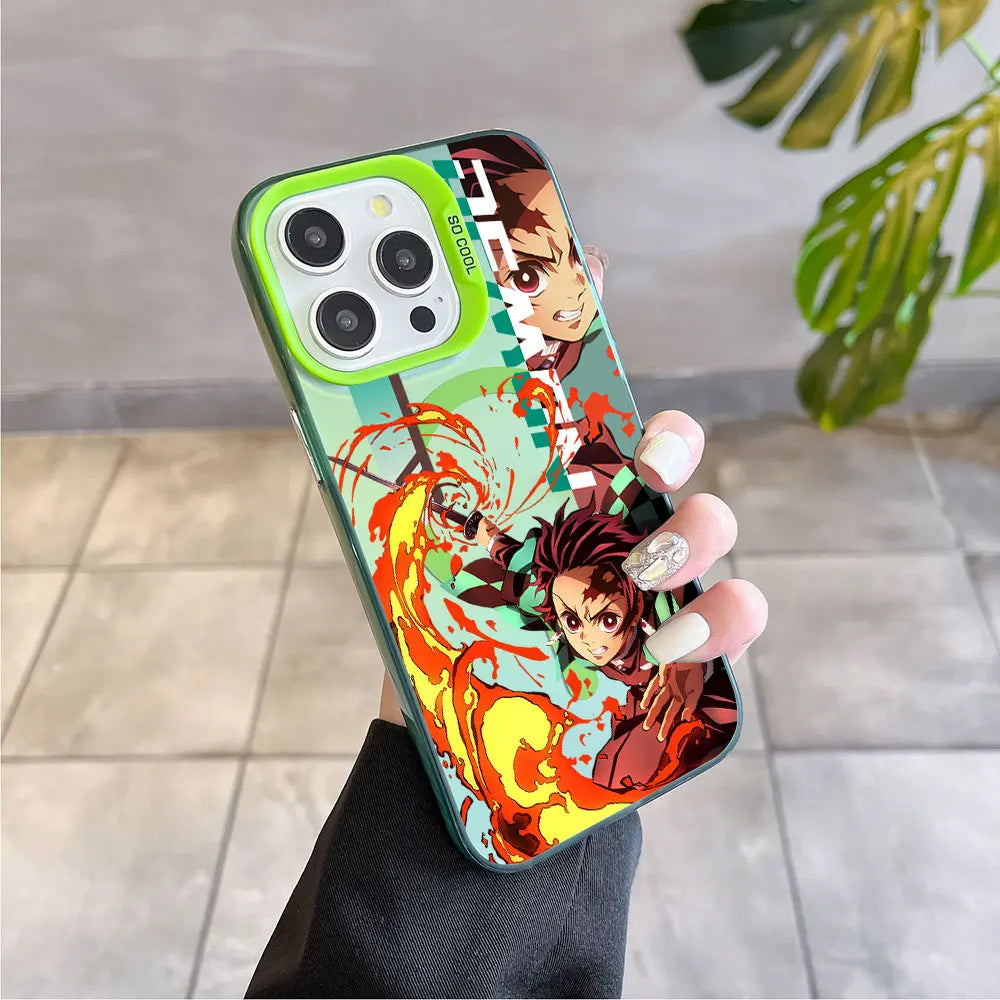 Hot Anime Demon Slayer Magsafe Magnetic Case for iPhone 11 12 13 14 15 16 Pro Max Plus Soft Silver Plated Anti Fall Cover