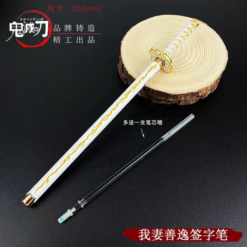 20cm/7.87inDemon Slayer Anime Peripheral Neutral Pen/my Wife/Zenyi/moth/butterfly Blade Day Wheel Knife Stationery Signature Pen