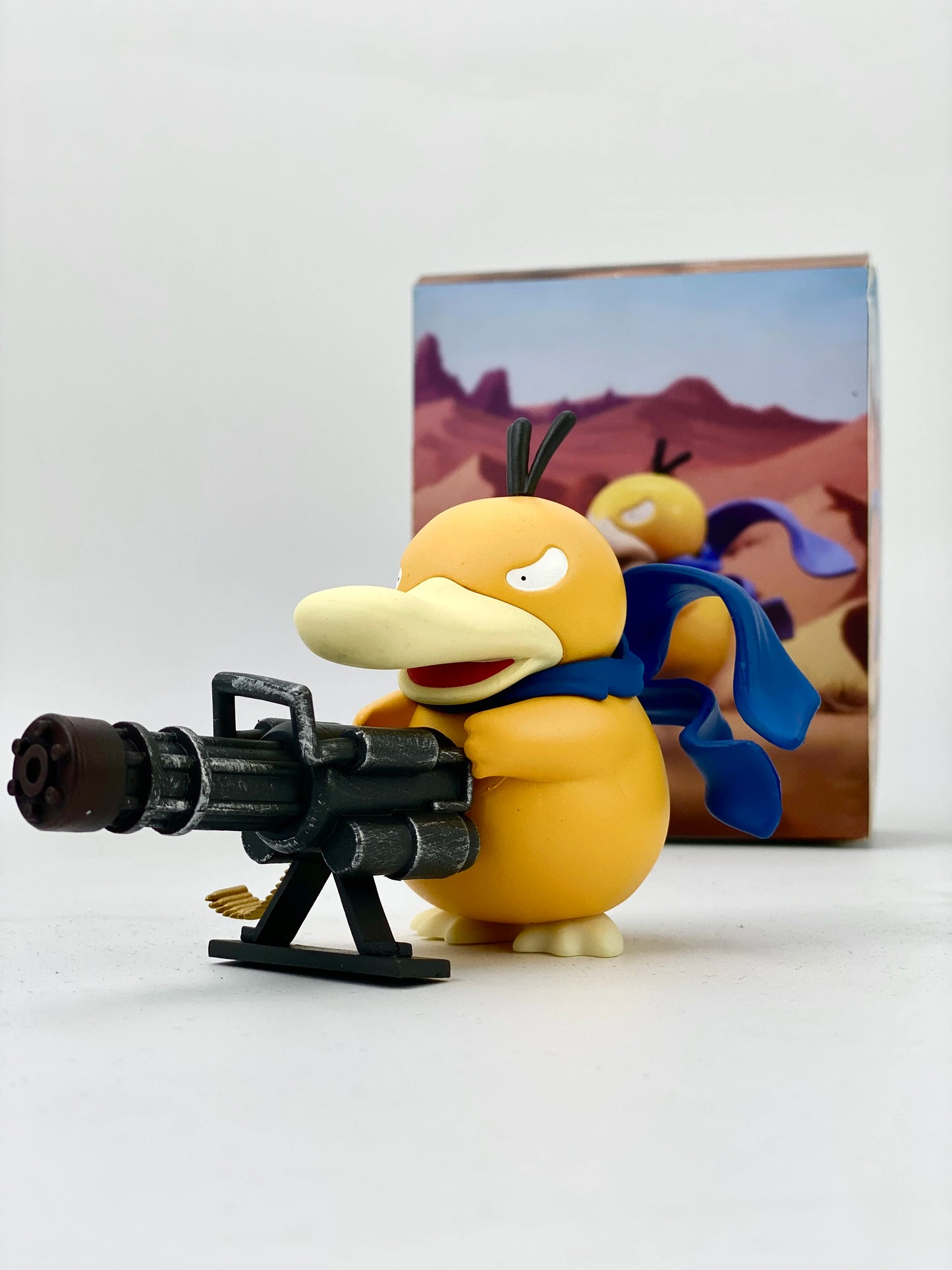 Pokemon Psyduck Gatling Gun Anime Figure Cross Dressing Toys PVC Statue Model Collection Decor Creative Peripheral Birthday Gift