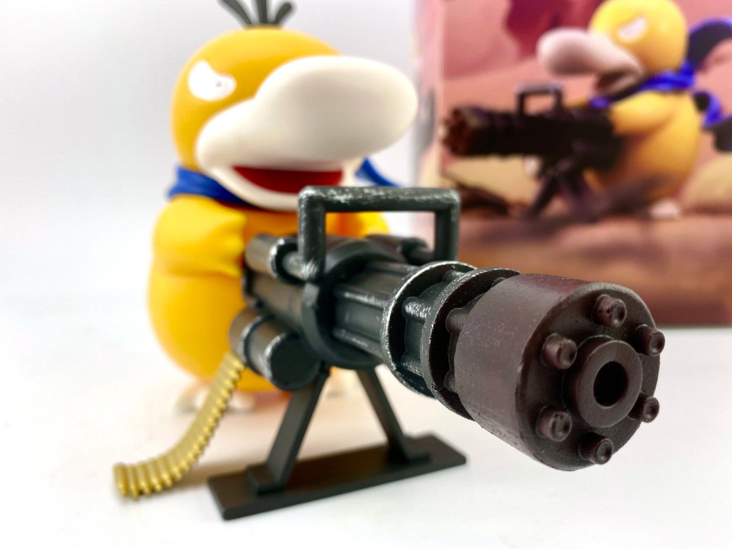 Pokemon Psyduck Gatling Gun Anime Figure Cross Dressing Toys PVC Statue Model Collection Decor Creative Peripheral Birthday Gift