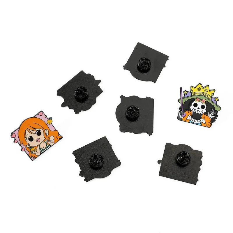 One Piece Cartoon Broochs Cap Luffy Zoro Sanji Anime Action Figures Q Figurals Toys Badges Merchandise Decoration Children Gifts