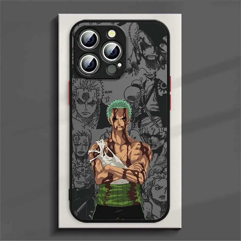 Zoro O-One Piece Cover For Apple iPhone 16 15 14 13 12 11  XR 8 Pro Max Plus Mini Frosted Translucent Phone Case