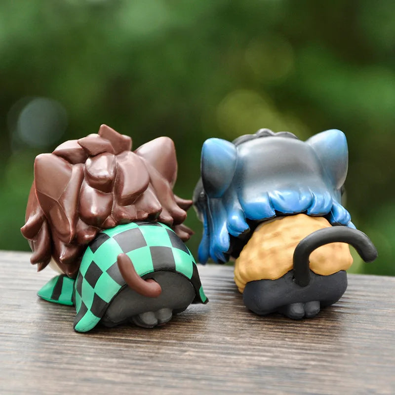 Demon Slayer Lying Down Statues Cartoon Tanjiro Nezuko Yuzuki Miho Figurines Kawaii Action Figures Home Decoration Anime Gifts