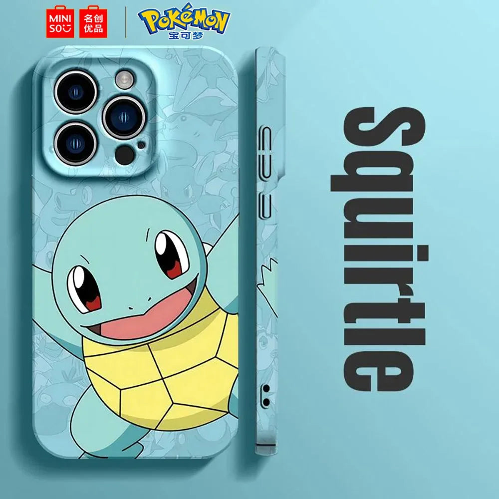 Miniso Pokemon Collaboration Pikachu Gengar Phone Case For iPhone 15 14 13 11 12 16 Pro Max Plus Stiff Hard Phone Case