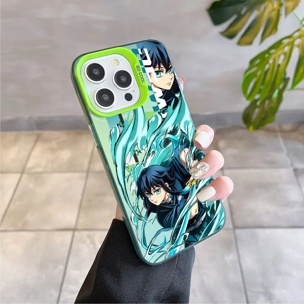 Hot Anime Demon Slayer Magsafe Magnetic Case for iPhone 11 12 13 14 15 16 Pro Max Plus Soft Silver Plated Anti Fall Cover