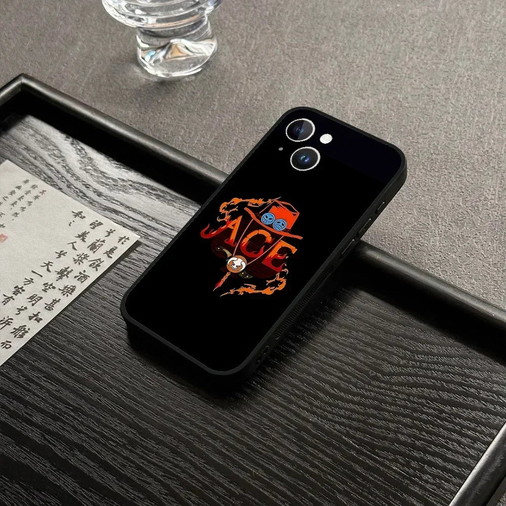 Portgas·D· Ace O-ones P-pieces Phone Case For Iphone 16 15 11 13 14 Pro Max 7 8 Plus X Xr Xs Max 12mini Black Shell Cover Case