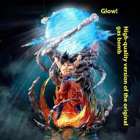 New 23cm Dragon Ball Anime Figure Son Goku Super Genki Bomb Luminous Figures Dbz Gk Figurine Pvc Statue Model Collectible Gifts