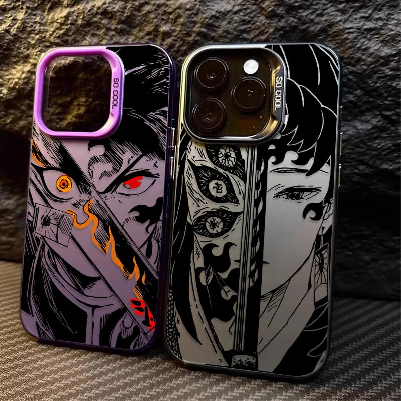 Hot Anime Demons Slayers Matte Case for iPhone 15 16 14 13 12 11 Pro Max XS X XR 8 7 Plus SE 2020 Shockproof Plating PC Funda