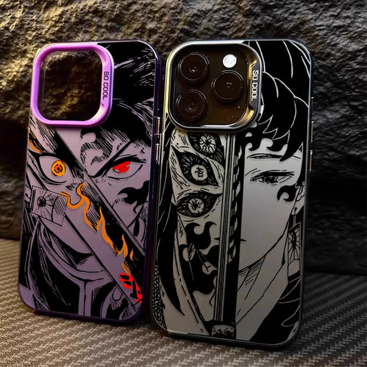 Hot Anime Demons Slayers Matte Case for iPhone 15 16 14 13 12 11 Pro Max XS X XR 8 7 Plus SE 2020 Shockproof Plating PC Funda