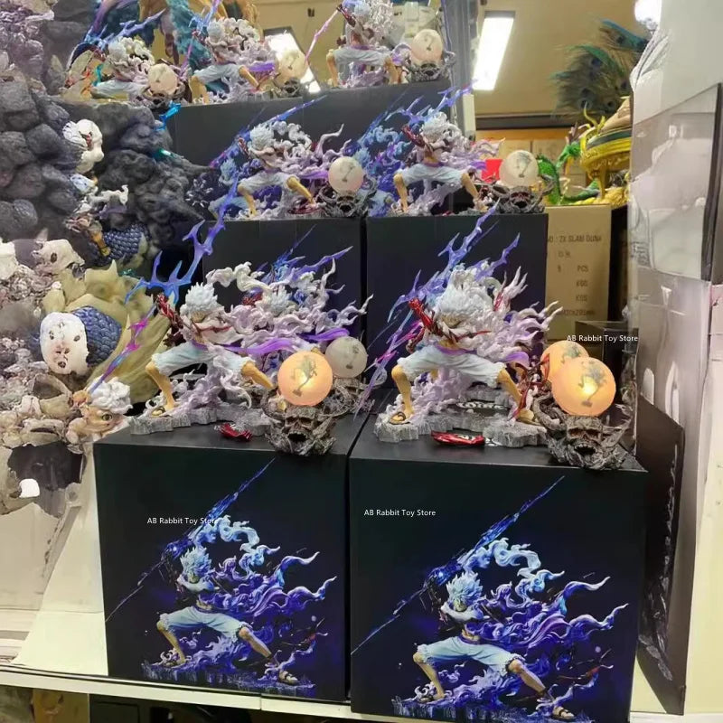 One Piece Nika Luffy Figure Luffy Sun God Gear 5 With Light Ball 28cm Action Figurine PVC Statue Model Collection Decora Toy Gif