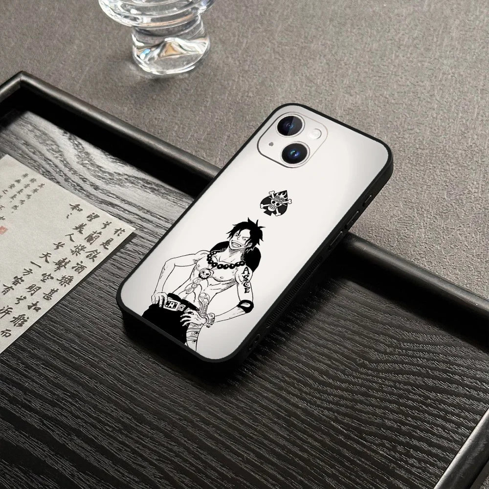 Portgas·D· Ace O-ones P-pieces Phone Case For Iphone 16 15 11 13 14 Pro Max 7 8 Plus X Xr Xs Max 12mini Black Shell Cover Case