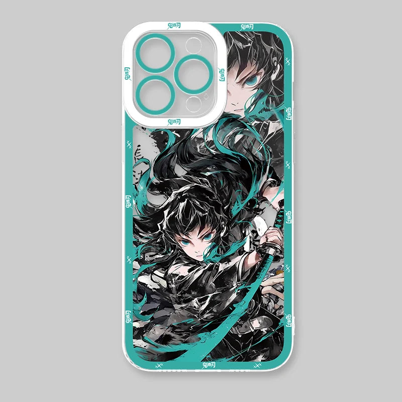 Anime Demon Slayer Clear Phone Case For iPhone 16 Pro Max 15 14 Pro Max 13 12 11 XS X XR 8 7 SE 2020 Soft Silicone Back Cover