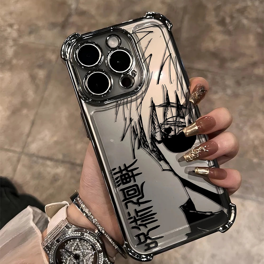 Jujutsu Kaisen Gojo Satoru New Plating Case For iPhone 16 15 14 13 12 11 Pro Max X XR XSMax 7 8 Plus Shockproof Anti-Fall Armor