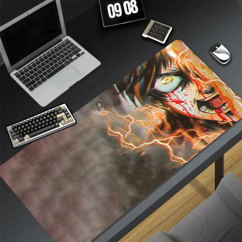 Computer Gaming Accessories Mousepad Office A-attack on Titan Eren Yeager Mouse Pad Keyboard Pad Desk Decoracion Anime Desk Mat