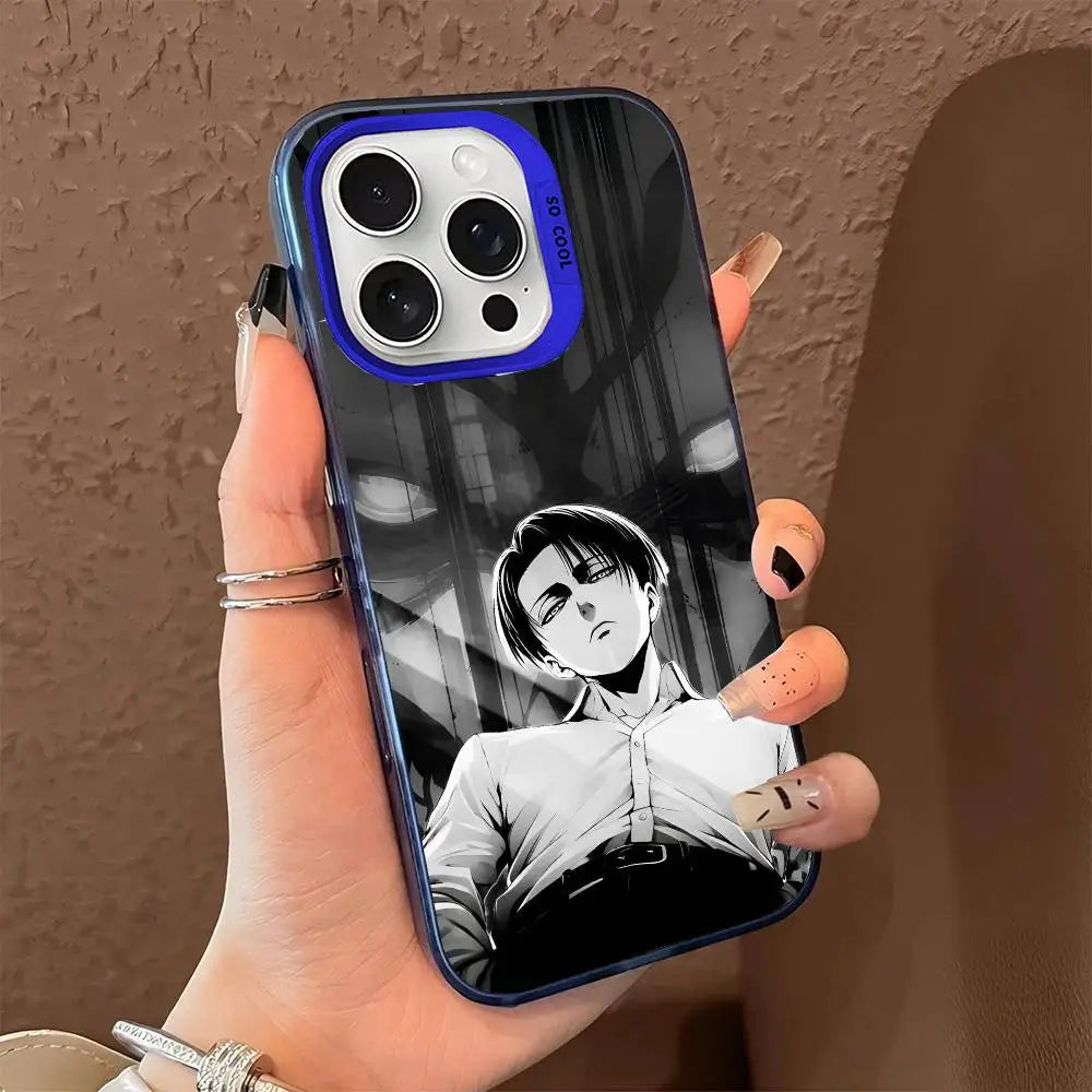 Luxury Hot Anime Attack On Titan Phone Case For IPhone 17 Air 16 15 14 13 12 11 Pro Max Plus Color Shockproof Back Silver Cove