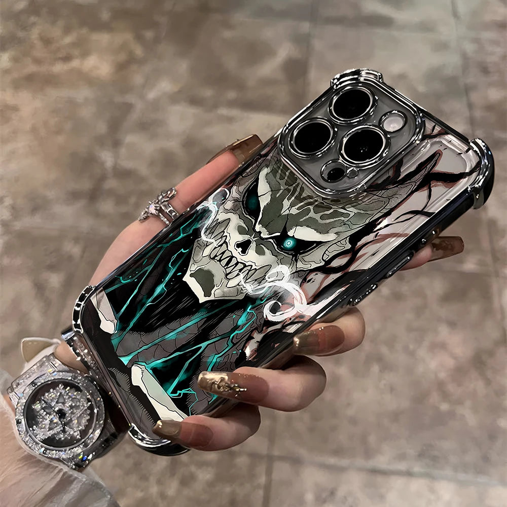 Plating Case For Kaiju No 8 Kafka iPhone 16 15 14 13 12 11 Pro Max X XR XSMax 7 8 6 Plus Anti-Fall Airabag Back Cover