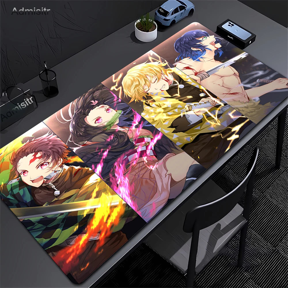 Large Mouse Pad Demon Slayer Nezuko Cute Anime Mousepads Kawaii Table Mats Office Accessories Deskmat Rubbe Lockedge Mouse Mat