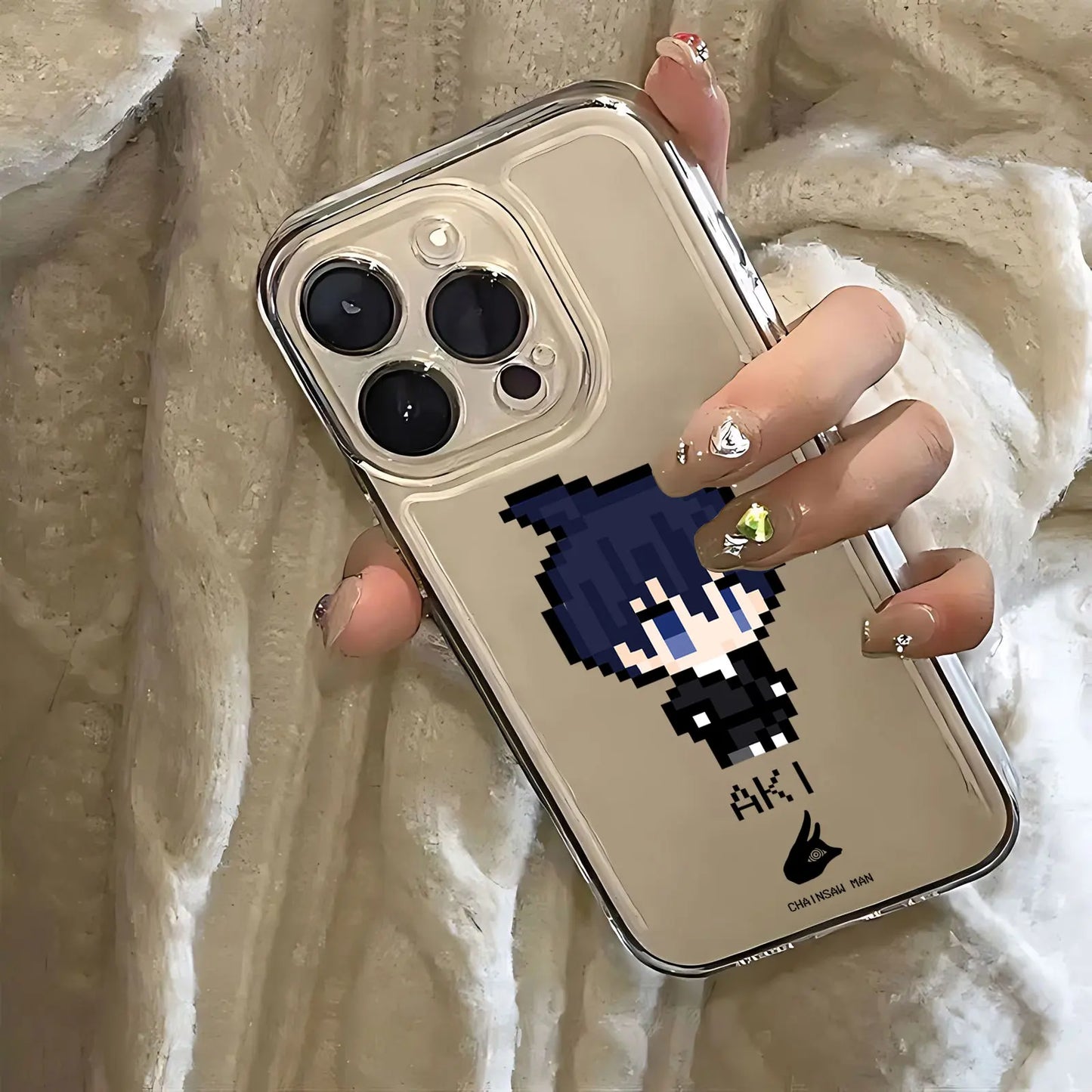 Pixel Cartoon Chainsaw Man Hot Phone Case For iPhone 16 15 14 13 12 11 Mini Pro Max X XR XSMax 7 8 Plus SE20 Transparent Cover