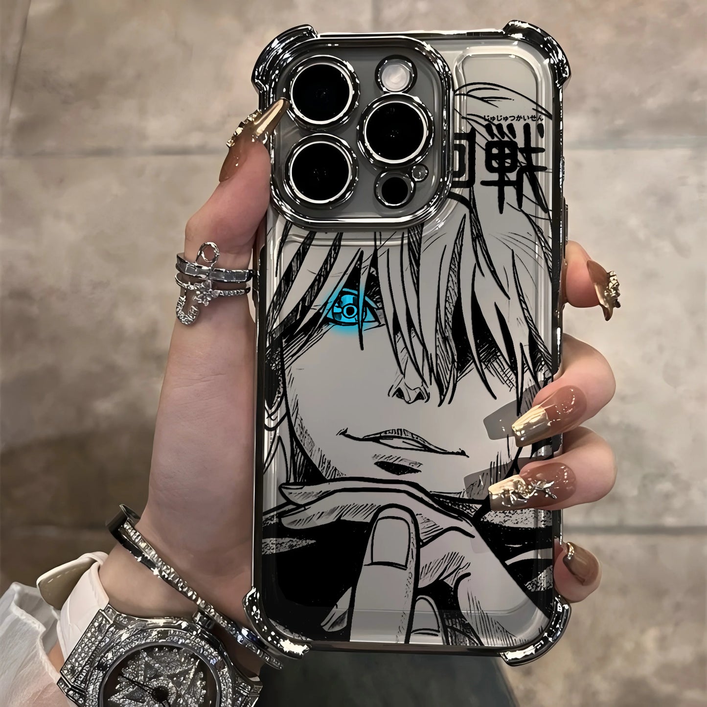 Anime Jujutsus Kaisens Gojo Plating Case for IPhone 16 15 14 13 12 11 Pro Max X XR XSMax 7 8 6 Plus Anti-Fall Airabag Back Cover