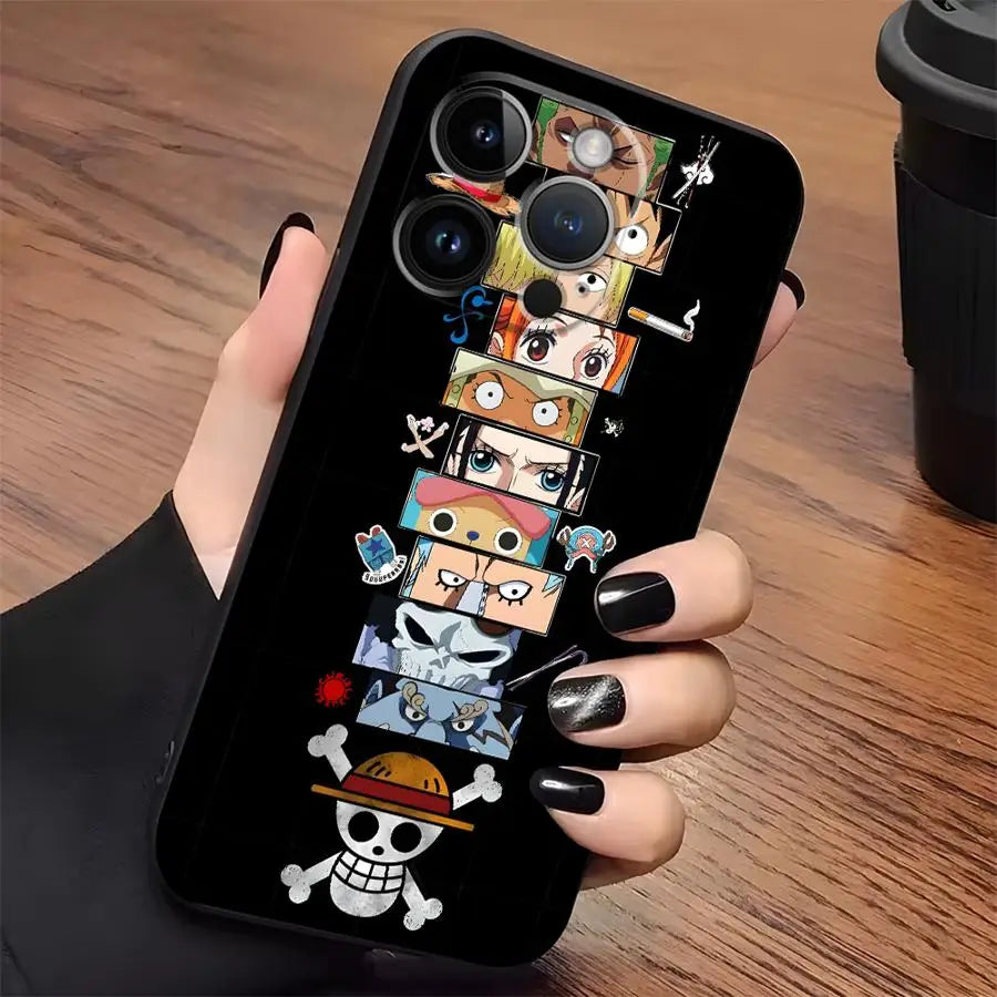 One Piece Zoro Luffy Portgas D Ace Black Soft Phone Cover Case for iPhone 15 16 14 Plus 13 12 11 17 Pro Max XR XS 17Air 7 8