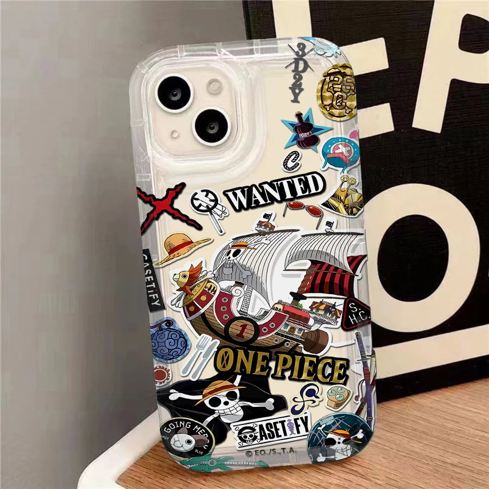 Anime O-One P-Pieces Clear Case for IPhone 16 15 14 13 12 11 Pro Max 14 15 7 8 Plus X XR XS Max SE2020 Airbag Shockproof Cover