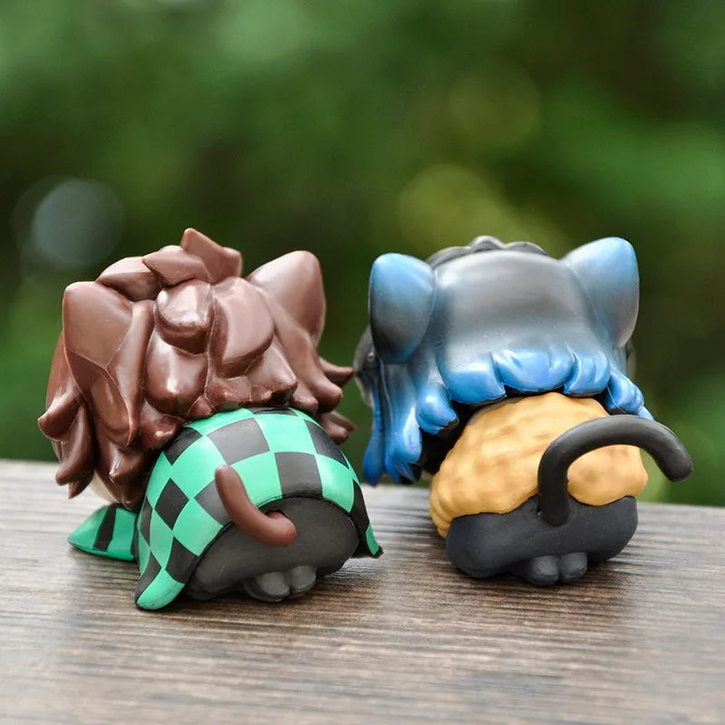 Demon Slayer Lying Down Statues Cartoon Tanjiro Nezuko Yuzuki Miho Figurines Kawaii Action Figures Home Decoration Anime Gifts