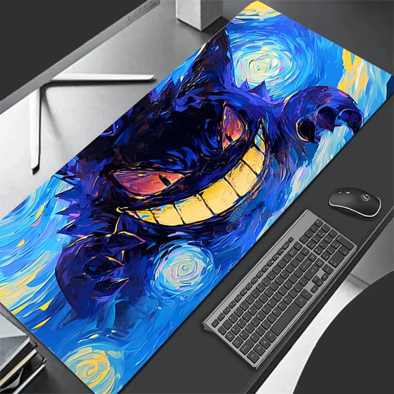 Purple Mouse Pad Large Gamer 900x40 P-pokemonS G-gengar Keyboard Desk Mouse Mat XL Carpet Rubber Tapis Souris Gaming PC Mousepad
