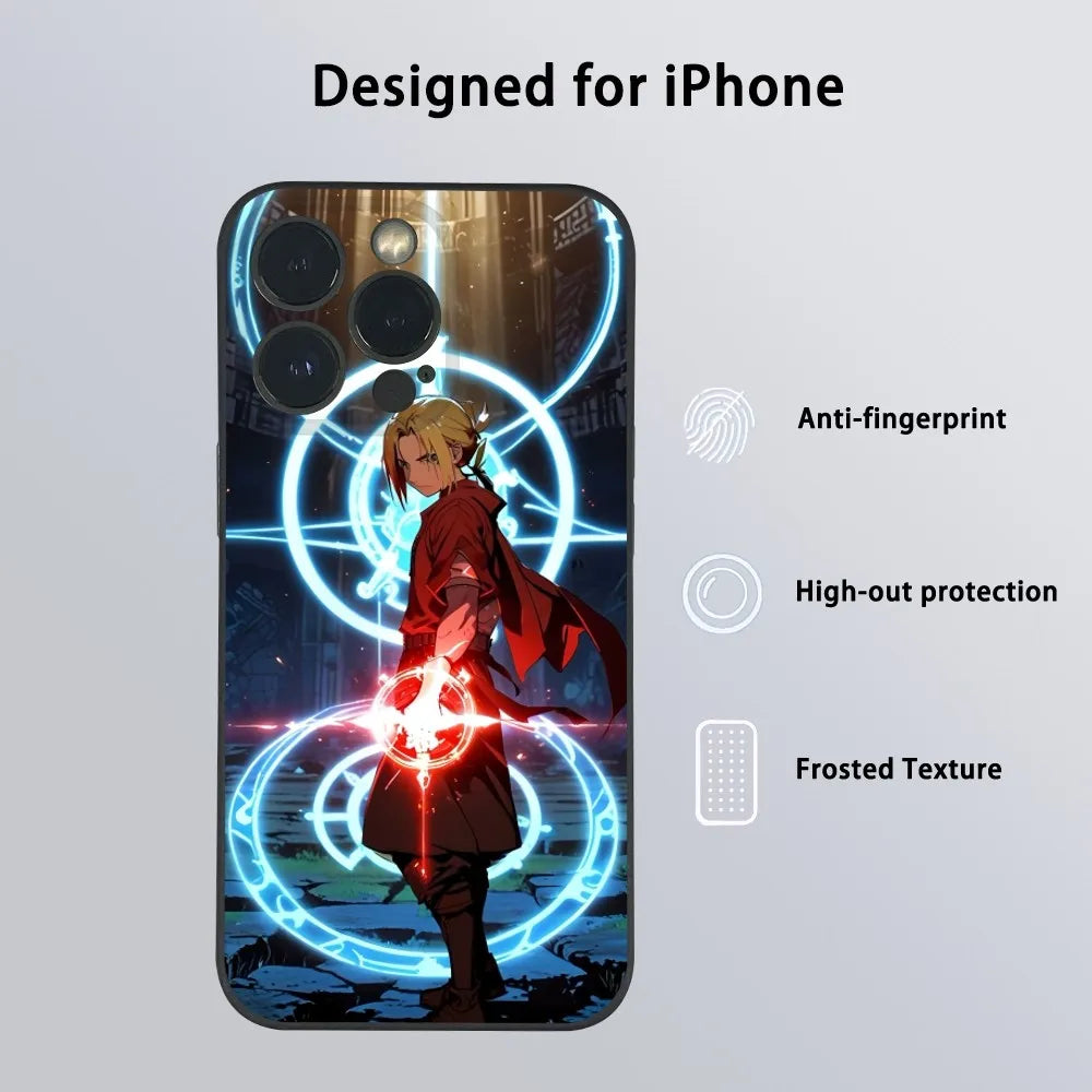 F-Fullmetal A-Alchemist Anime Phone Case For iPhone 15 14 13 12 11 Pro Xs Max Mini XR X 7 8 Plus Black Frosted Soft Shell Funda