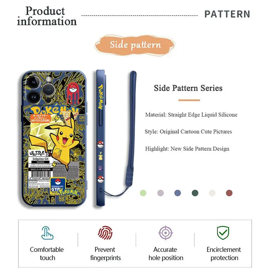 Pokemons Gengars Phone Case for iPhone 11 12 13 14 15 16 Pro Max XR XS 7 8 SE 15 Plus 13 Mini Cover