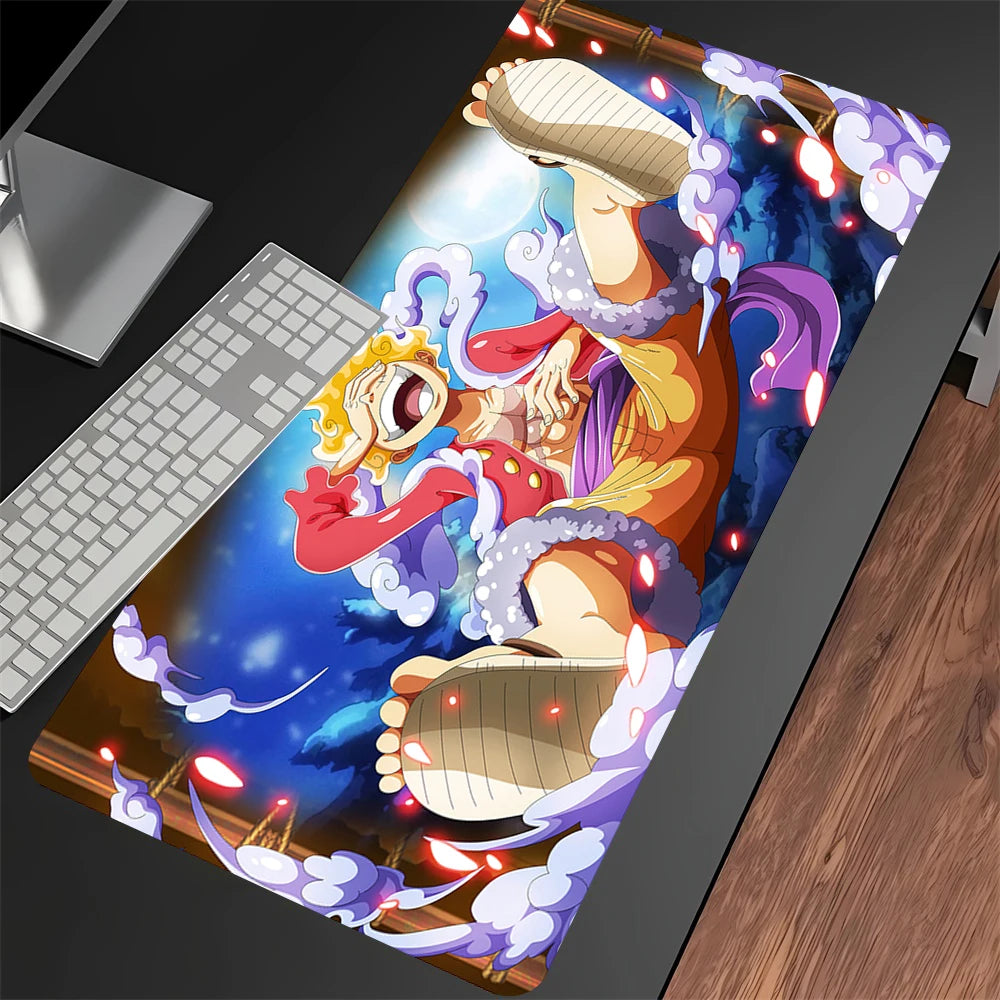 Luffys-Gear5 Desk Mat Large Mousepad Anime Mouse Pad O-One-PieceS Pc Accessories Gamer Keyboard Xxl Gaming Extended Mats