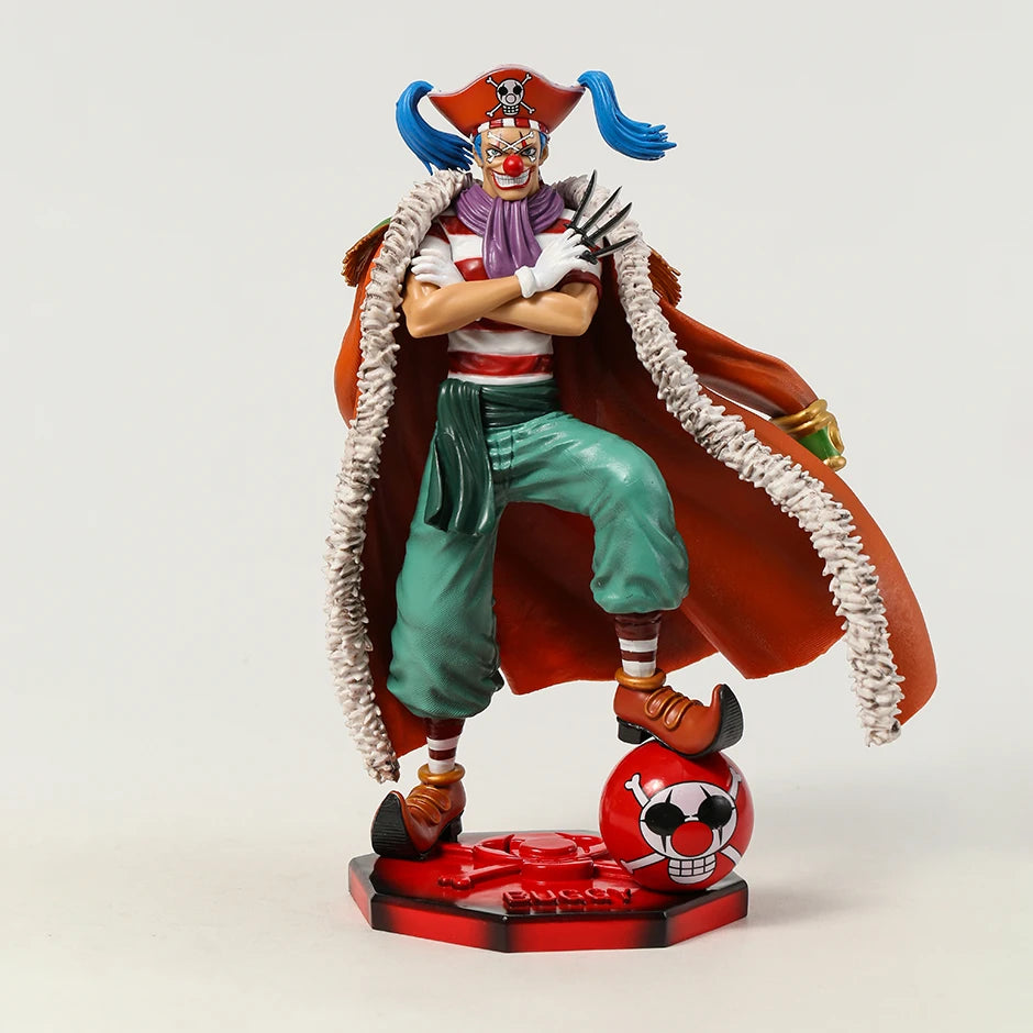 One Piece Anime Figure Four Emperors Clown Buggy Figures 26cm PVC Statue Model Collection Desktop Decoration Children Toys Gifts