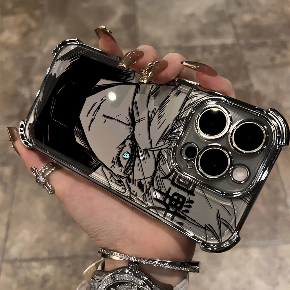 Jujutsu Kaisen Gojo Satoru New Plating Case For iPhone 16 15 14 13 12 11 Pro Max X XR XSMax 7 8 Plus Shockproof Anti-Fall Armor