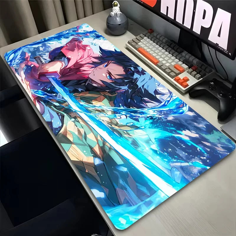 Mouse Pad Laptop Anime Extended Desktop Mat Computer Gamer D-demon Slayer Tomioka Giyuu Mousepad Gaming Accessories Keyboard Pad