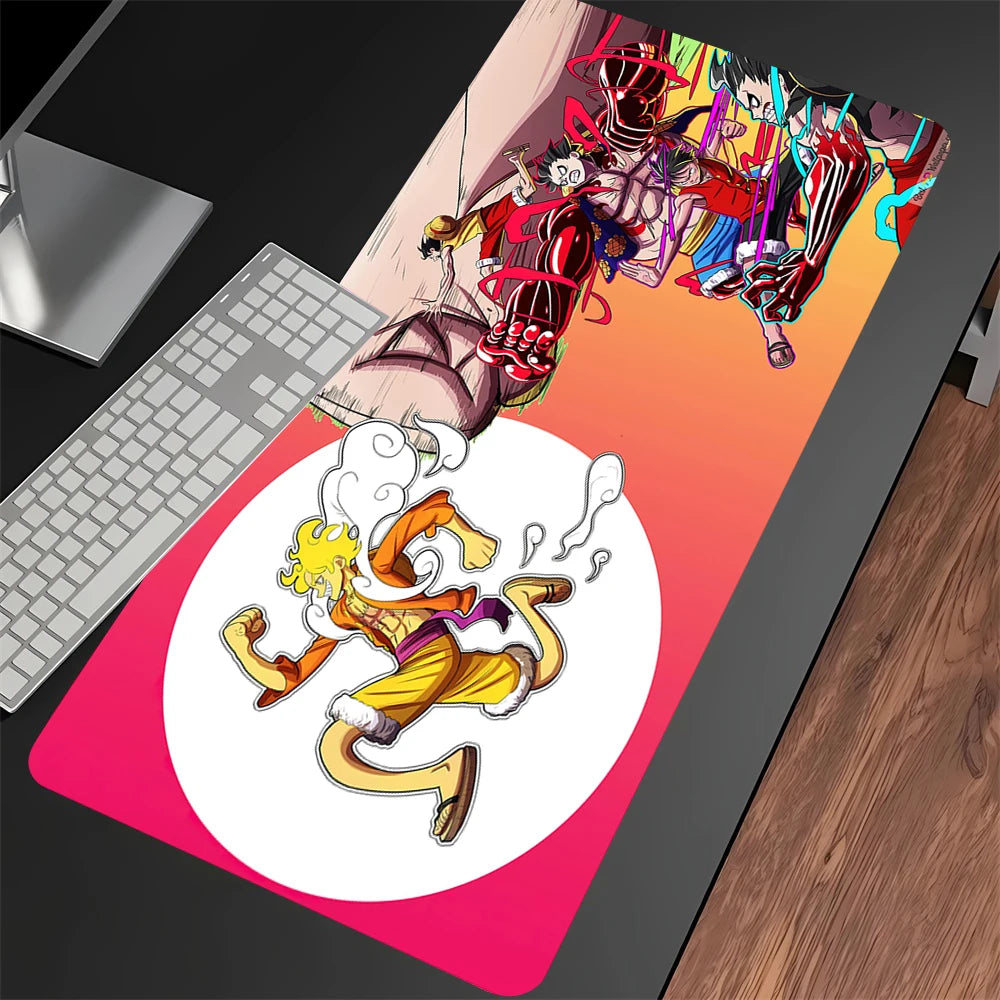 Luffys-Gear5 Desk Mat Large Mousepad Anime Mouse Pad O-One-PieceS Pc Accessories Gamer Keyboard Xxl Gaming Extended Mats