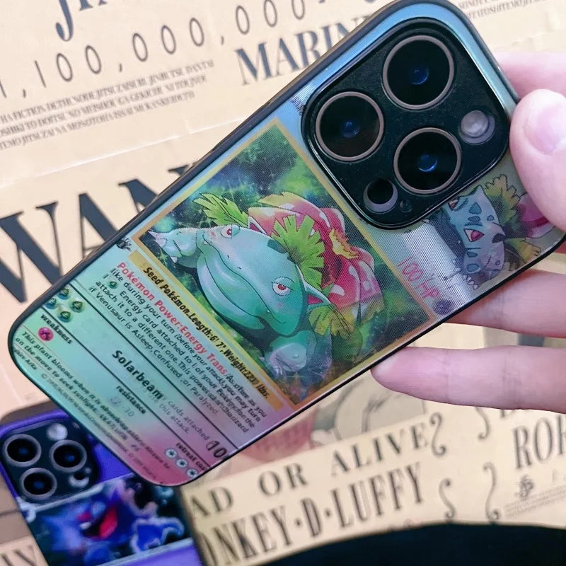 3D Grating Card Pokemon Charizard Phone Case for iPhone 16 15 14 13 11 12 17 Pro Max Plus Mini Air Blastoise Venusaur Back Cover