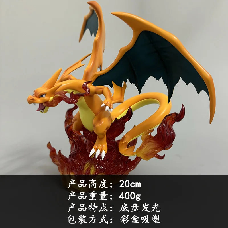 20cm Zxz Pokemon Anime Peripheral Figurine Mega Charizard Y Action Figures Luminous Base Decor Toy Gk Statue Collect Model Toy